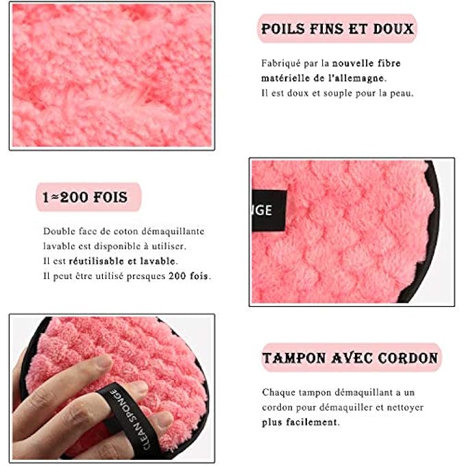 Vtrem (أبيض / وردي / بني) - وسادات إزالة المكياج القابلة لإعادة الاستخدام بـ 3 ألوان، كرات ناعمة لتنظيف الوجه، مناشف، قماش مزدوج الجوانب قابل للغسل، قماش إزالة المكياج من الألياف الدقيقة متعدد الوظائف، أبيض، وردي، بني - Image 3